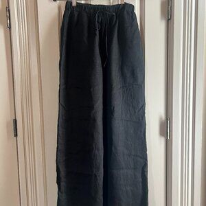 DISSH GINA BLACK LINEN ELASTIC WAIST PANT